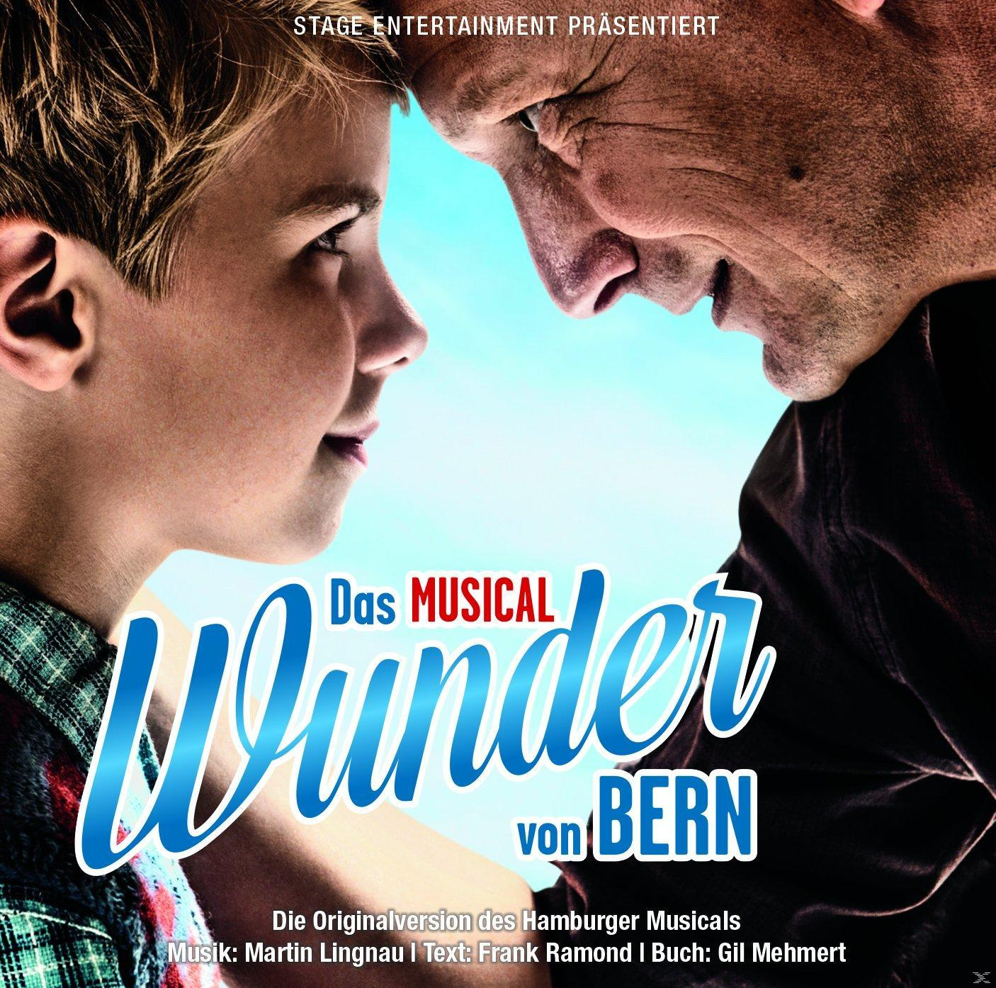 Musical-Poster: Gesichter von Junge und Mann, Titel 'Wunder von Bern'.