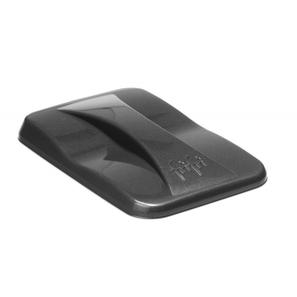 Dark gray car part with a curved design, and the 'F!F!' logo embossed on the surface.