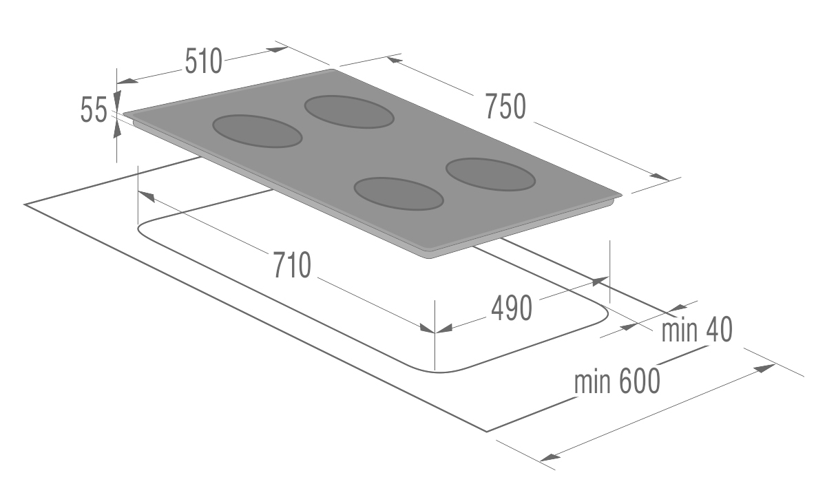 GORENJE IT734X Induktions-Kochfelder (754 mm breit, 4 Kochzonen)