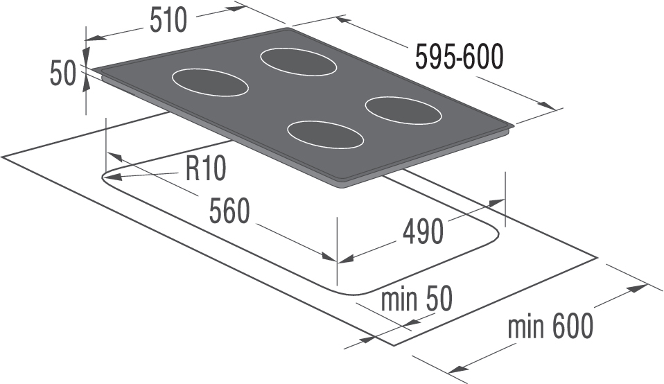 GORENJE IS655SC Induktions-Kochfelder (595 mm breit, 4 Kochzonen)