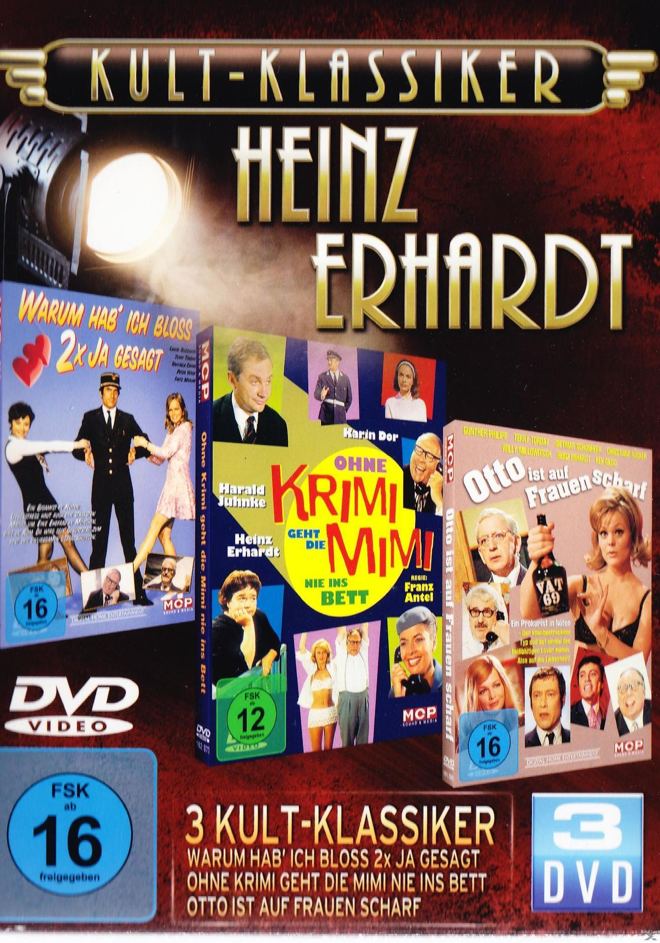 Heinz Erhardt DVD-Set. Drei DVD-Cover, Text: 3 Kult-Klassiker, Warum hab' ich bloss...?