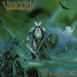 Albumcover: Wikingerkrieger mit Schwert und Schild. Hintergrund: Schlachtfeld und dunkler Himmel. Bandname: Visigoth.