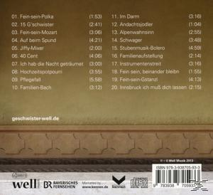 Rückseite einer CD mit Trackliste, Text auf Deutsch und Design. Weißer Hintergrund.