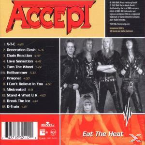 Albumrückseite mit Titelliste und Bandmitgliedern, rot und schwarz und Logo.