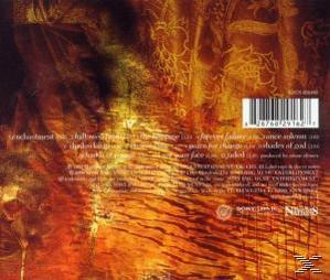 Albumcover mit abstrakten, warmen Farbtönen und Text, einschließlich eines Barcodes. Text auf der Rückseite einer CD-Hülle.