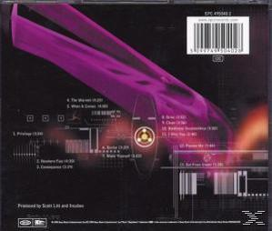 CD-Cover. Lila abstrakte Form über Schwarz, mit Titelliste und Text.