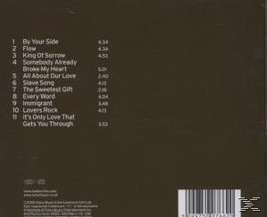 CD hátlap, tracklista, fehér szöveg sötétbarna háttéren, vonalkód alul.