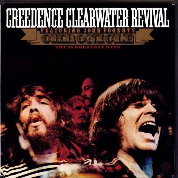 Albumhoes van Creedence Clearwater Revival. Twee mannen zingen. Albumnaam en nummers worden weergegeven.