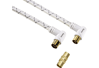 HAMA Câble d'antenne 90°, 1.5 m - Câble d'antenne (Blanc)