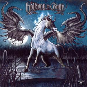 Albumcover mit einem weißen Pferd mit Flügeln in einer dunklen, stürmischen Umgebung. Text: Halfway to Gone.