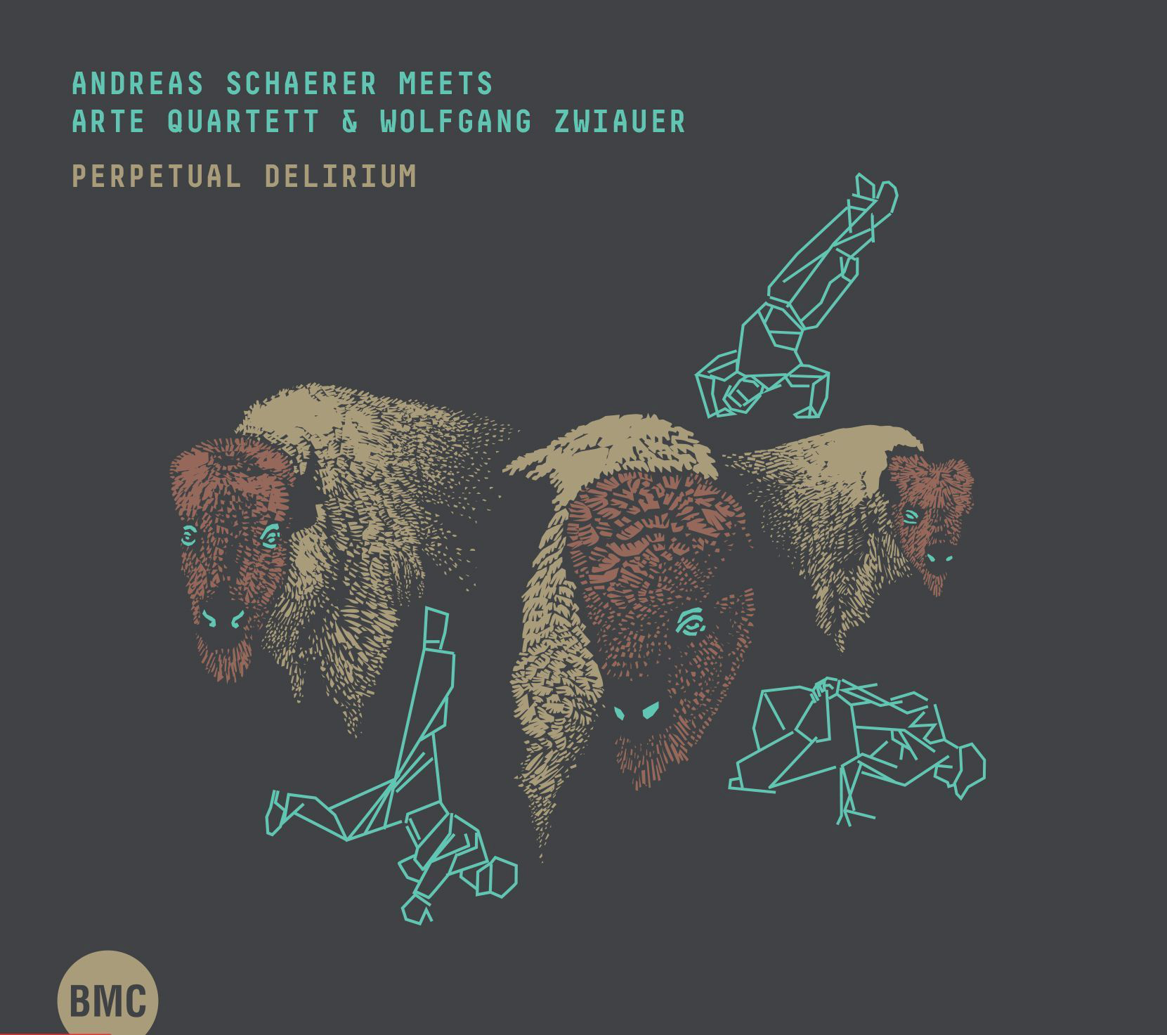 Album borító bölényekkel és geometriai alakzatokkal. A szöveg: 'Perpetual Delirium'.