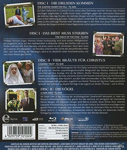 DVD-Cover mit Szenen aus einem Krimidrama, verschiedenen Charakteren und einer Episodenliste.
