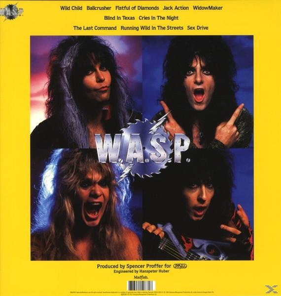 WASP-Albumcover. Vier Bandmitglieder in einer Collage. Gelber Hintergrund. Albumtitel oben.