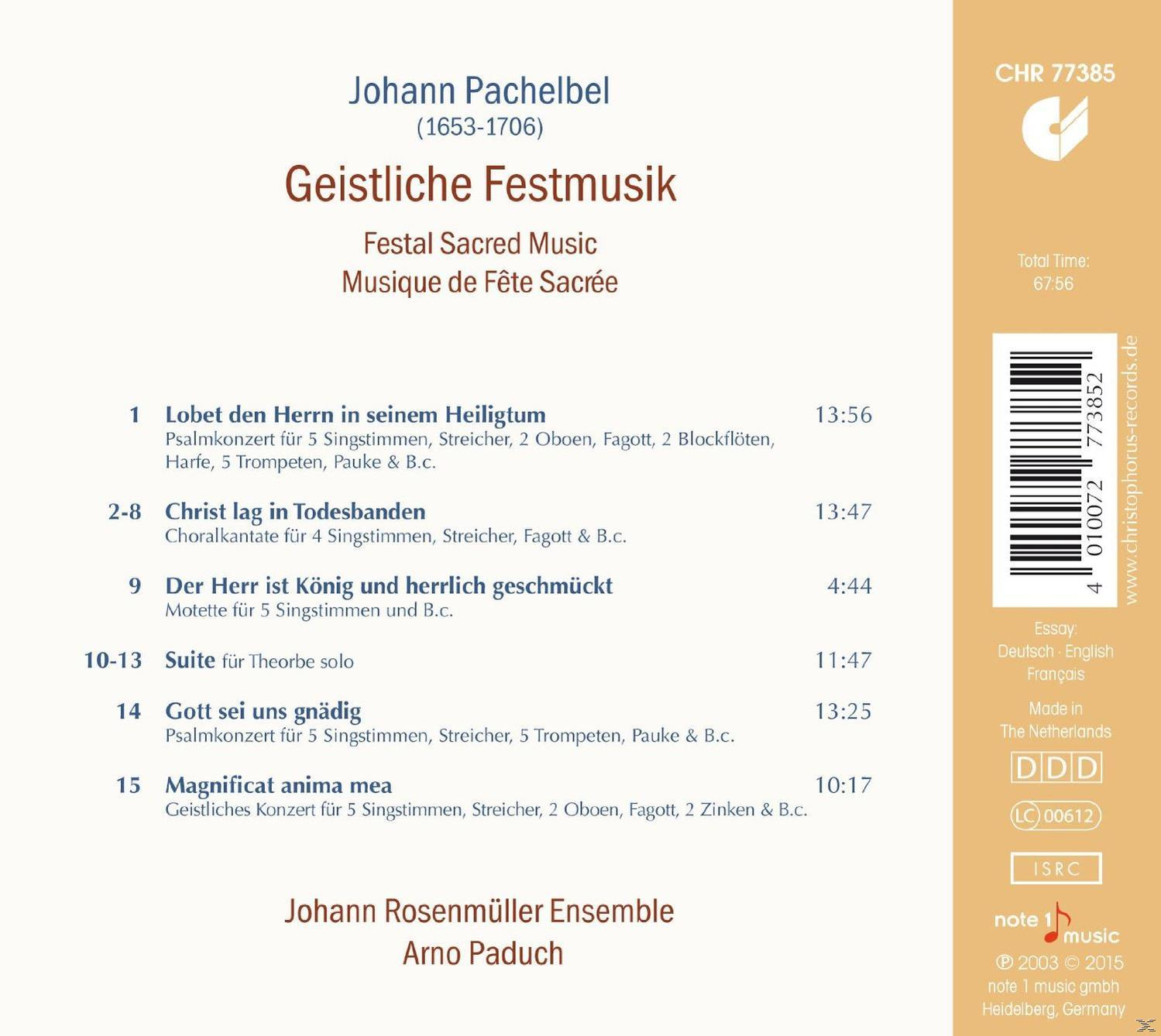 Arno Paduch, Johann Rosenmüller Ensemble - Geistliche Festmusik  - (CD)