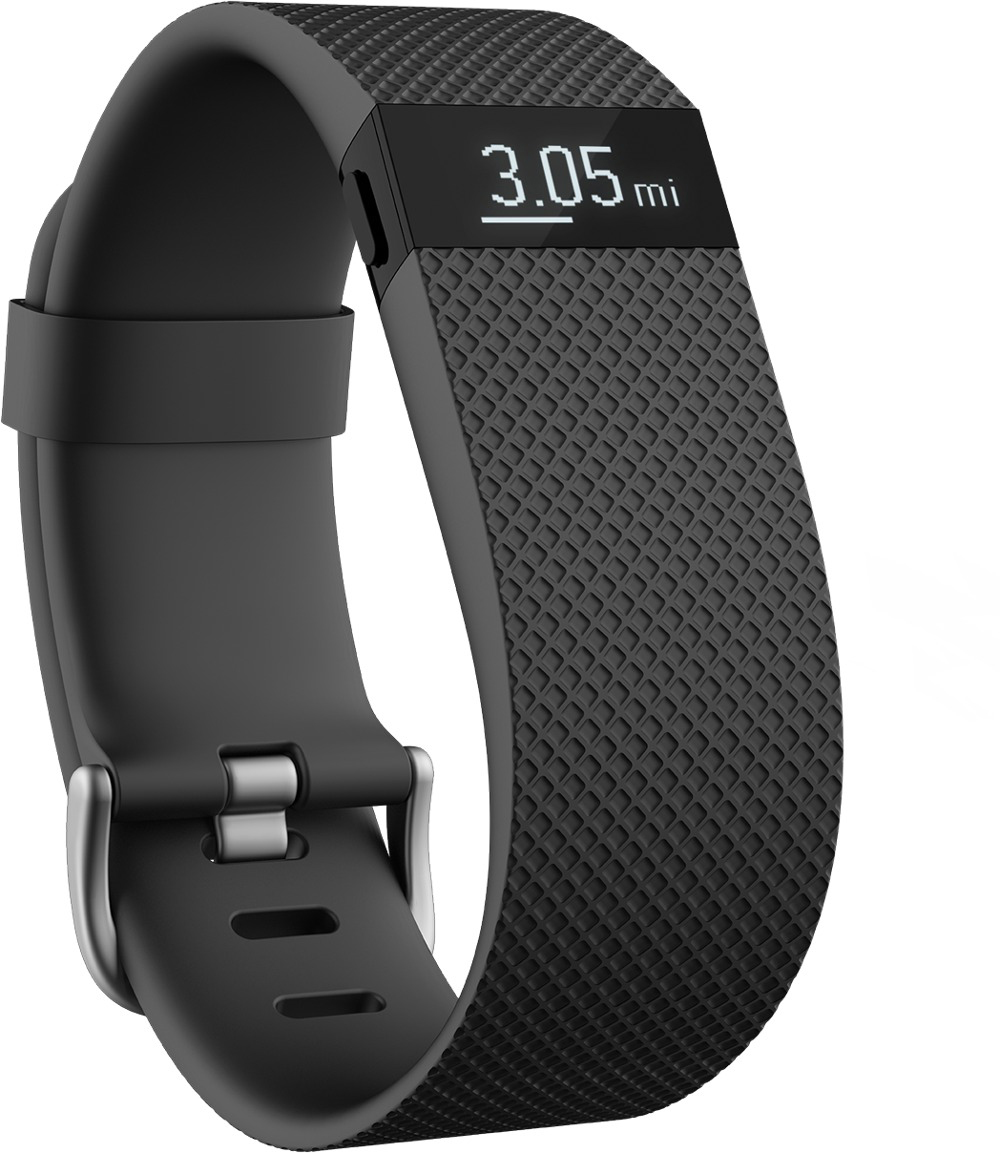 FITBIT Charge HR Large, Fitness Tracker, L, Schwarz