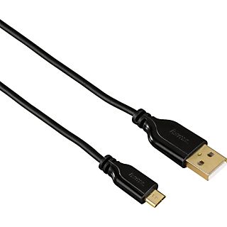 HAMA Câble Micro USB Flexi-Slim, 0.75 m, noir - Câble micro-USB, 0.75 m, 480 Mbit/s, Noir