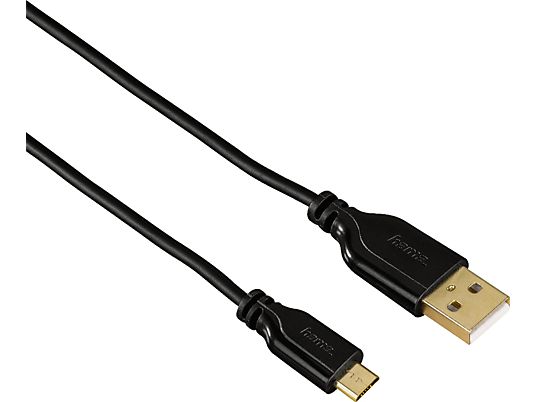 HAMA Câble Micro USB Flexi-Slim, 0.75 m, noir - Câble micro-USB, 0.75 m, 480 Mbit/s, Noir