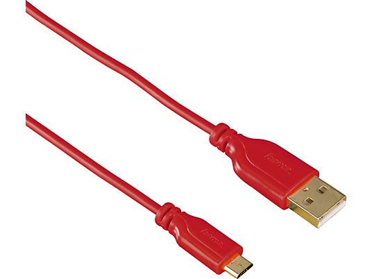 HAMA Câble Micro USB Flexi-Slim, 0.75 m, rouge - Câble micro-USB, 0.75 m, 480 Mbit/s, Rouge