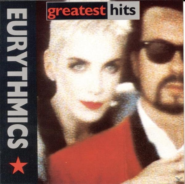 Albumcover: Frau und Mann, Titel 'Eurythmics', rotes Objekt und Stern links.