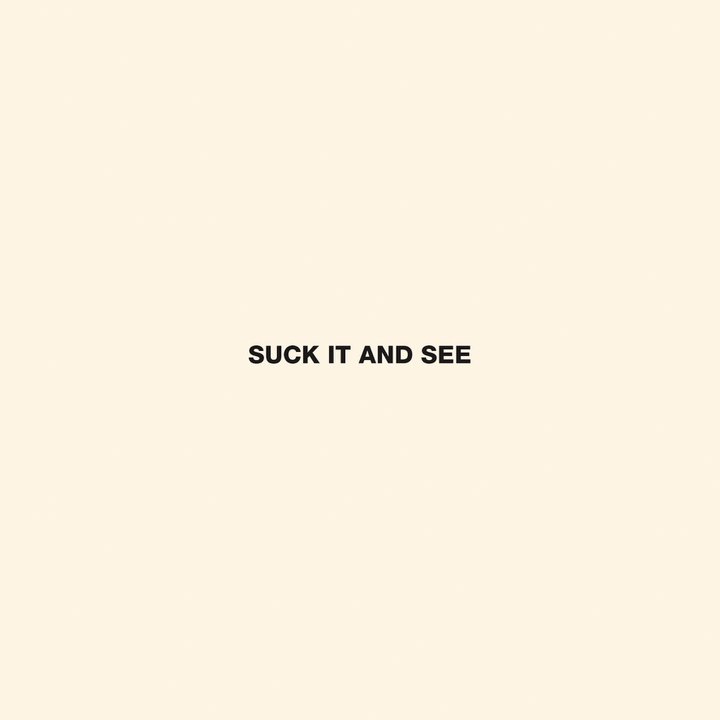 Un fond uni avec les mots : SUCK IT AND SEE.