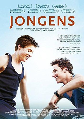 Filmposter für 'Jongens' mit zwei jungen Männern, die lächeln, Text im oberen Bereich.