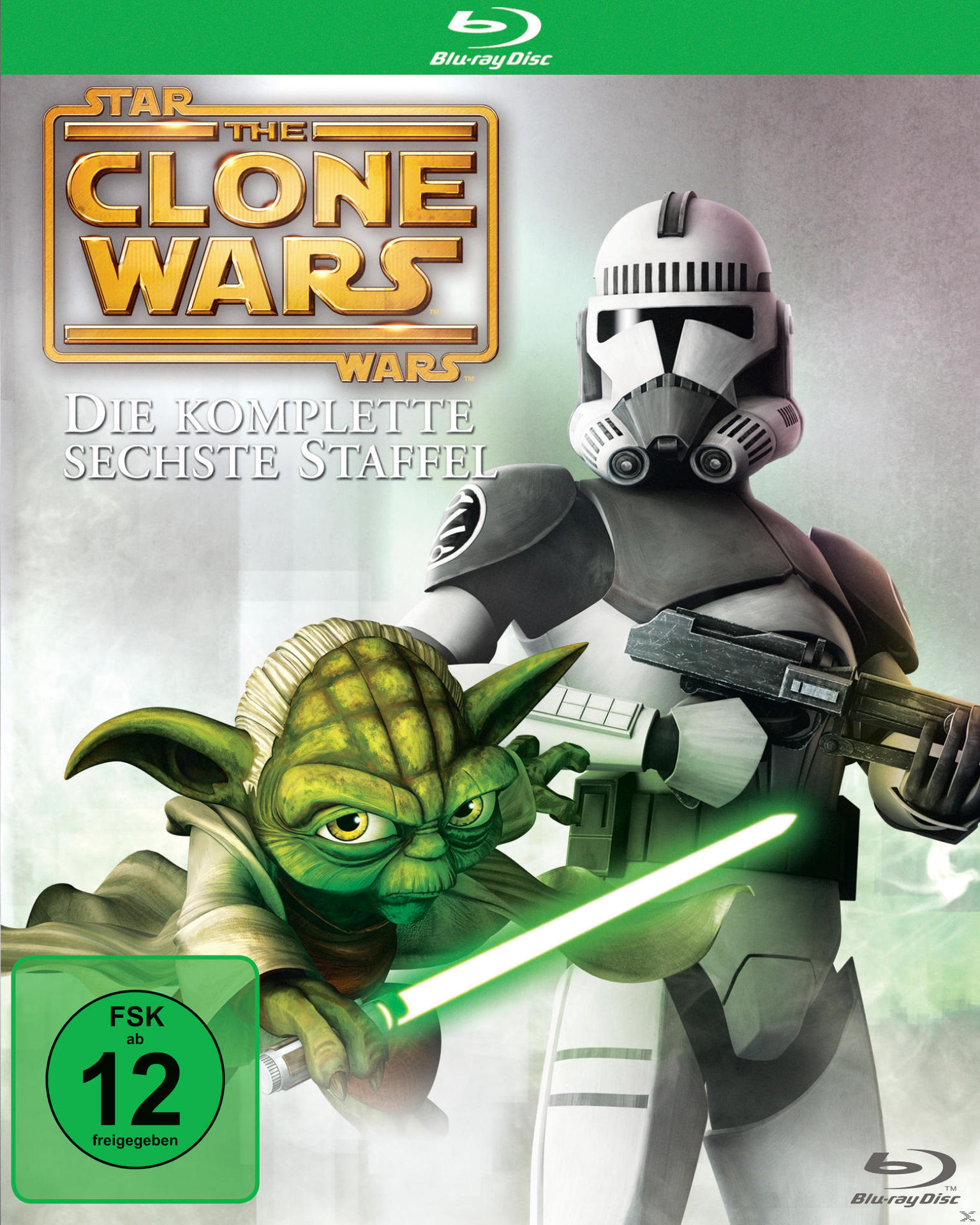 Star Wars: The Clone Wars DVD-Cover mit Yoda und einem Sturmtruppler.