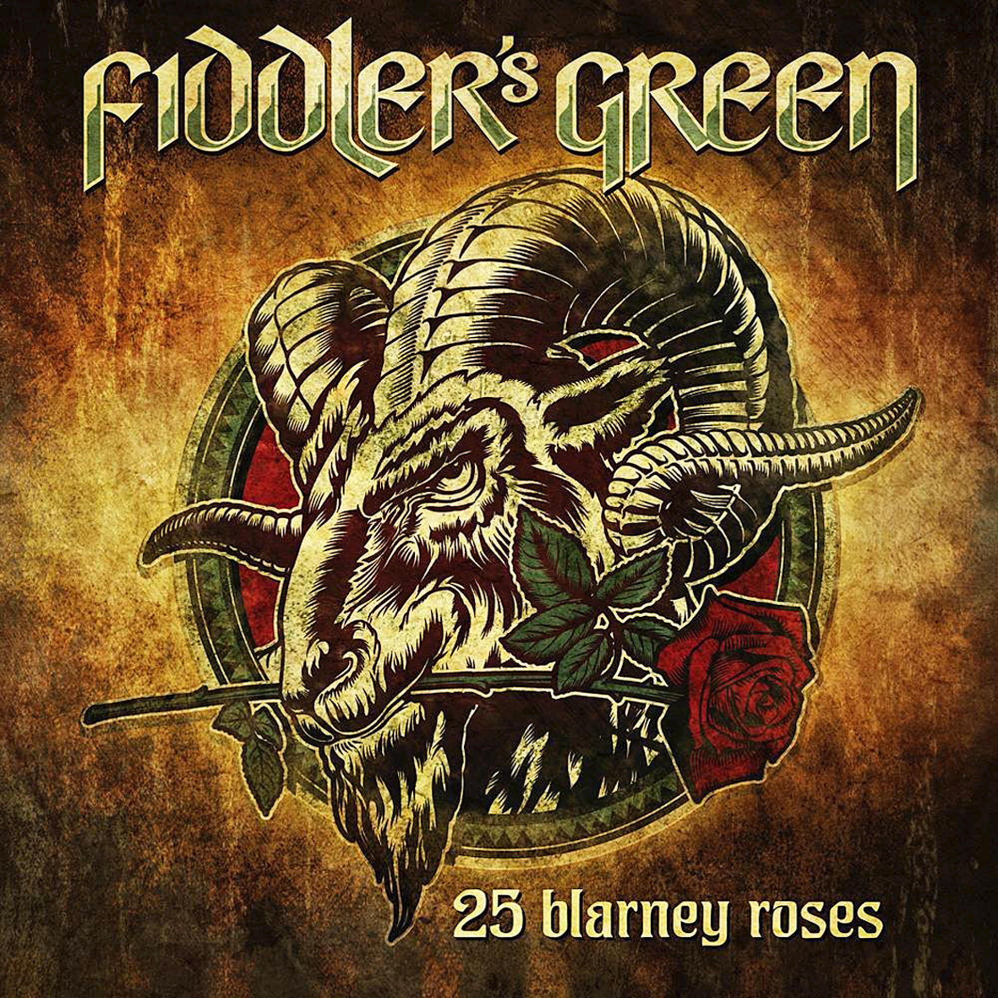 Albumcover mit einem Ziegenkopf und einer Rose im Maul. Titel: 25 Blarney Roses.