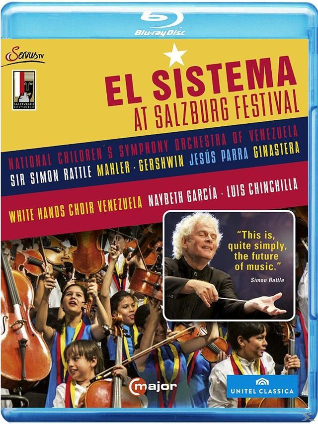 DVD-Cover von 'El Sistema beim Salzburger Festival' mit Orchester und Dirigent.