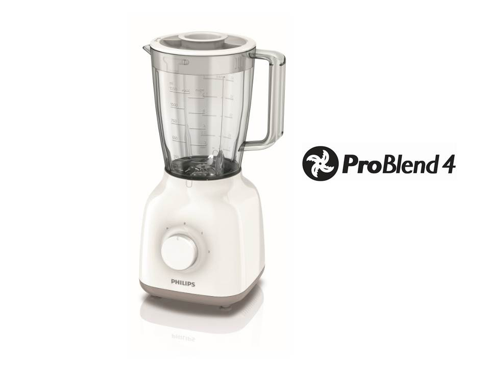 PHILIPS HR 2100/00 Daily Collection Standmixer Weiß/Beige (400 Watt, 1.25 l)