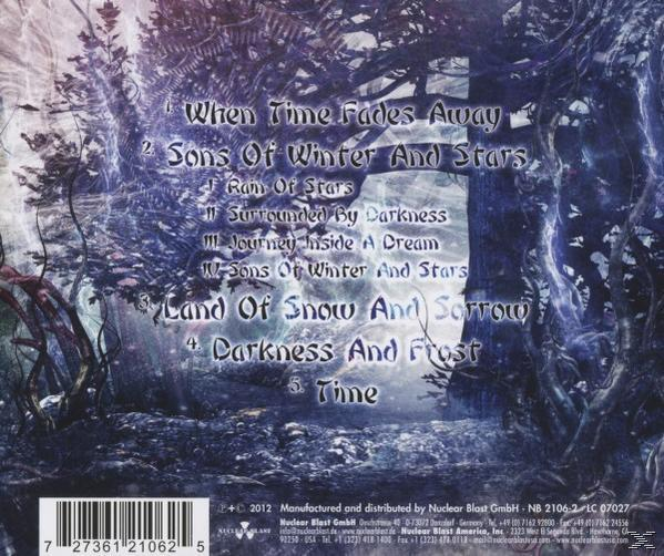Album hátlap sötét, éteri erdei jelenettel és számlistával.