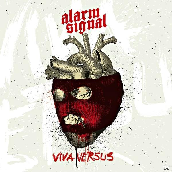 Albumcover: Ein Herz mit Skimaske. Die Worte "alarm signal" und "viva versus" sind auf dem Cover.