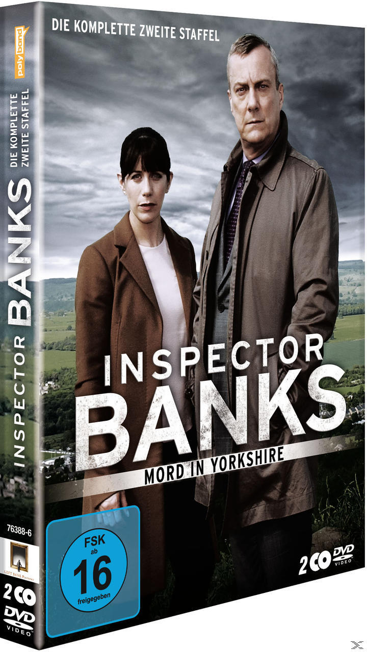 DVD-Hülle von "Inspector Banks: Mord in Yorkshire" mit zwei Personen vor einer Landschaft.