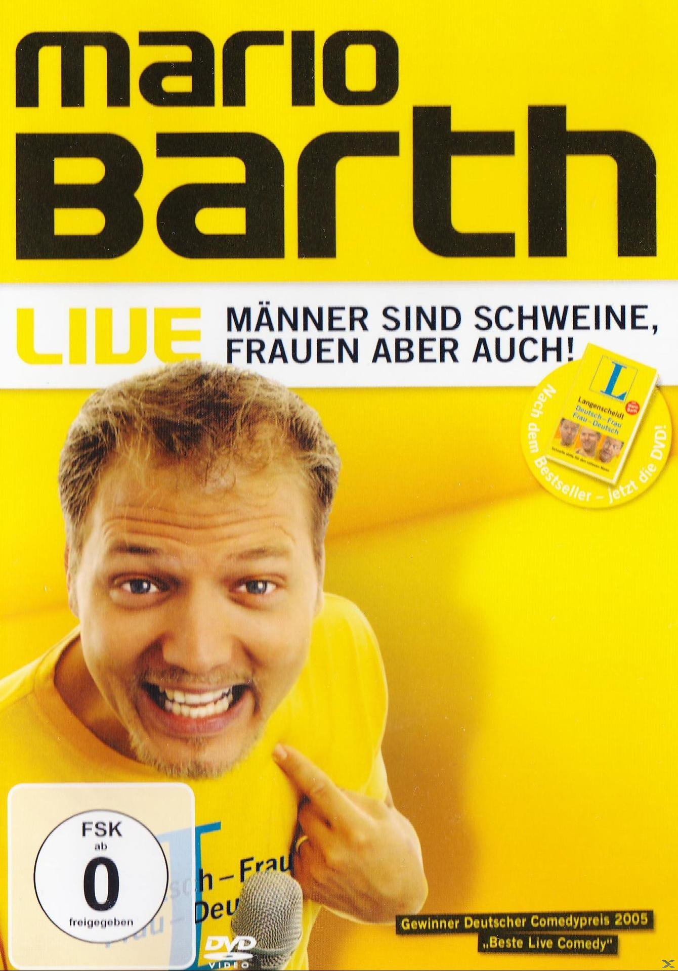 DVD-Cover mit Mario Barth, einem Mann, der zeigt, und Text. Das Cover ist gelb und hat ein Comedy-Thema.