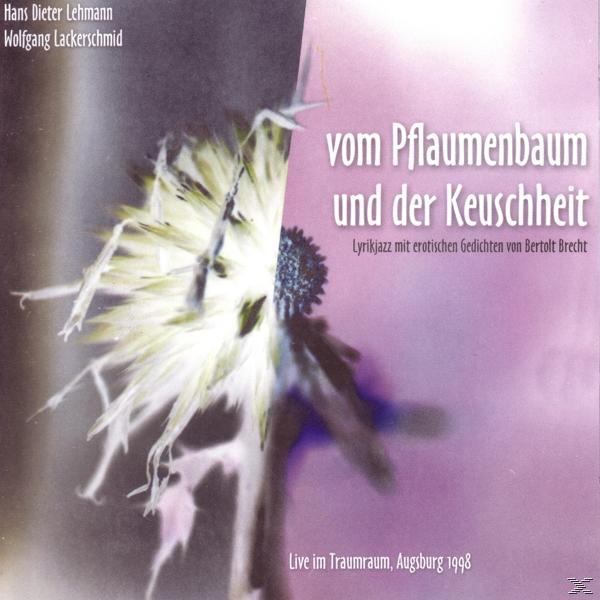 CD-Cover, Blume links, Text 'vom Pflaumenbaum und der Keuschheit'. Lila und weißer Hintergrund.