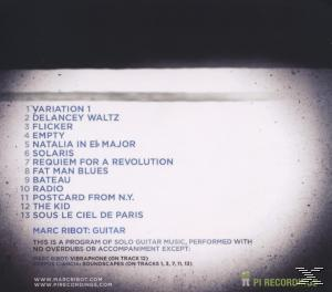 Album-Rückseite mit einer Titelliste und Text in Blau auf weißem Hintergrund.