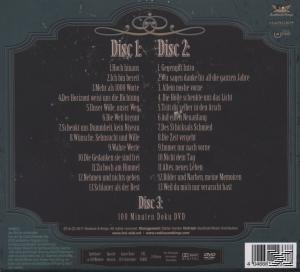 Album-Rückseite, Titel der CDs und Titelliste mit dunklem Hintergrund.