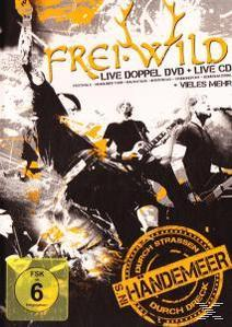 DVD-Cover einer Band, die auf der Bühne spielt, mit dem Text 'Frei.Wild' und 'Handemeer'.
