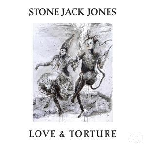 Kunstwerk von zwei tanzenden Figuren in einem Schwarz-Weiß-Skizzenstil, mit den Worten "LOVE & TORTURE".