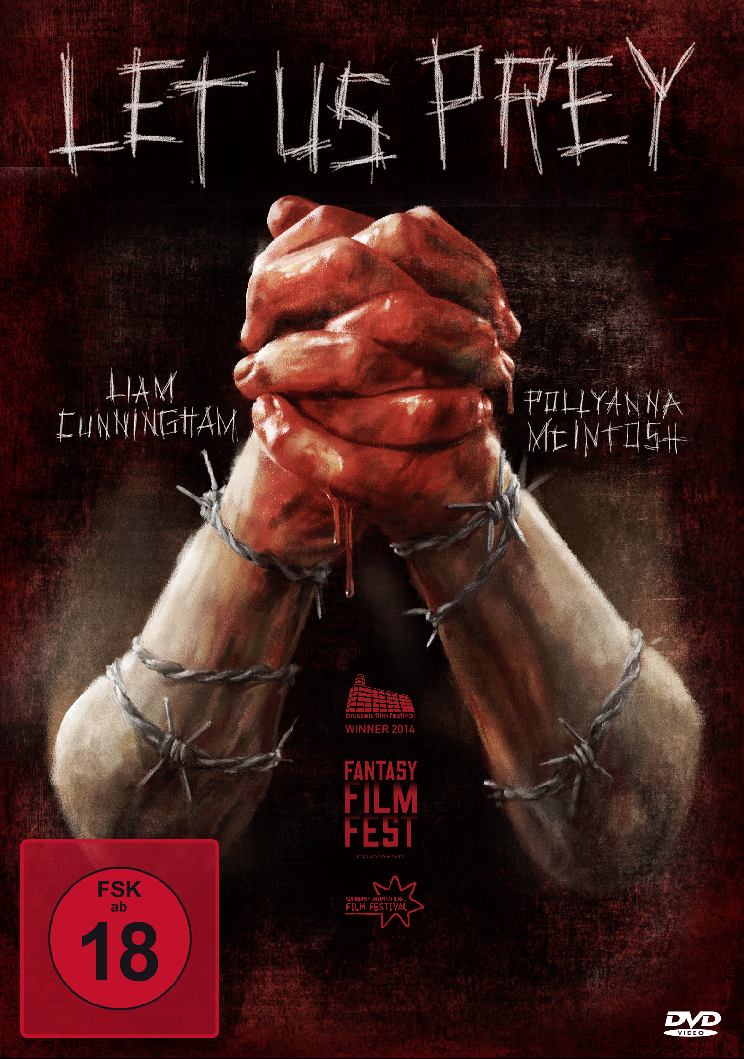 Filmplakat: Mit Blut bedeckte Hände, in Stacheldraht gewickelt.