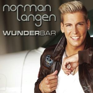 Albumcover mit einem lächelnden Mann in einer Lederjacke. Text 'Wunderbar' und 'Norman Langen'.