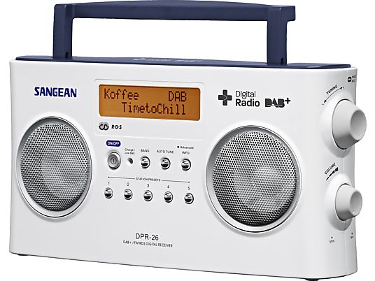 SANGEAN DPR-26 BT - Radio numérique (DAB+, FM, Internet radio, Blanc)