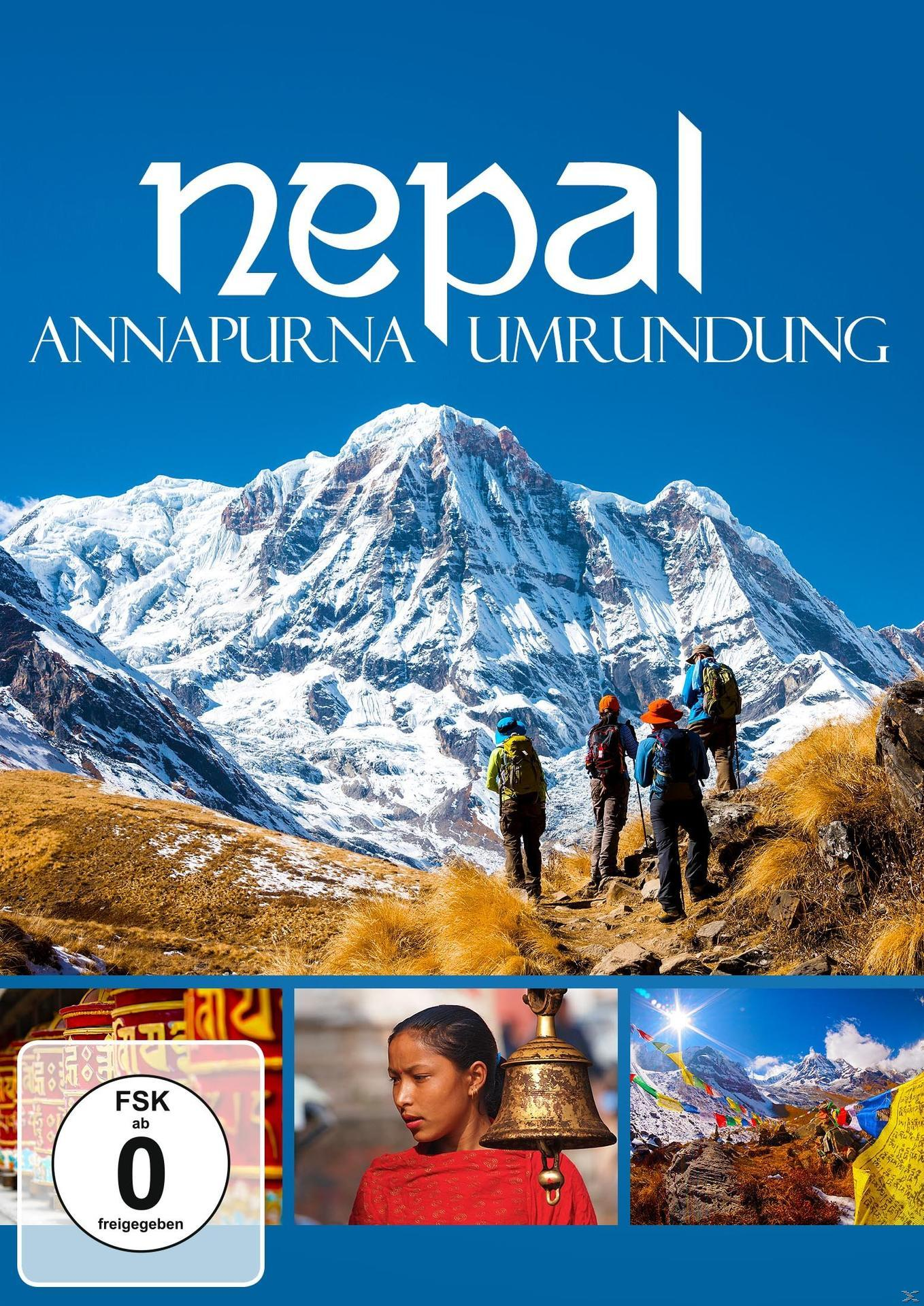 Cover eines Reiseführers nach Nepal. Zeigt Berge und eine Gruppe von Wanderern.
