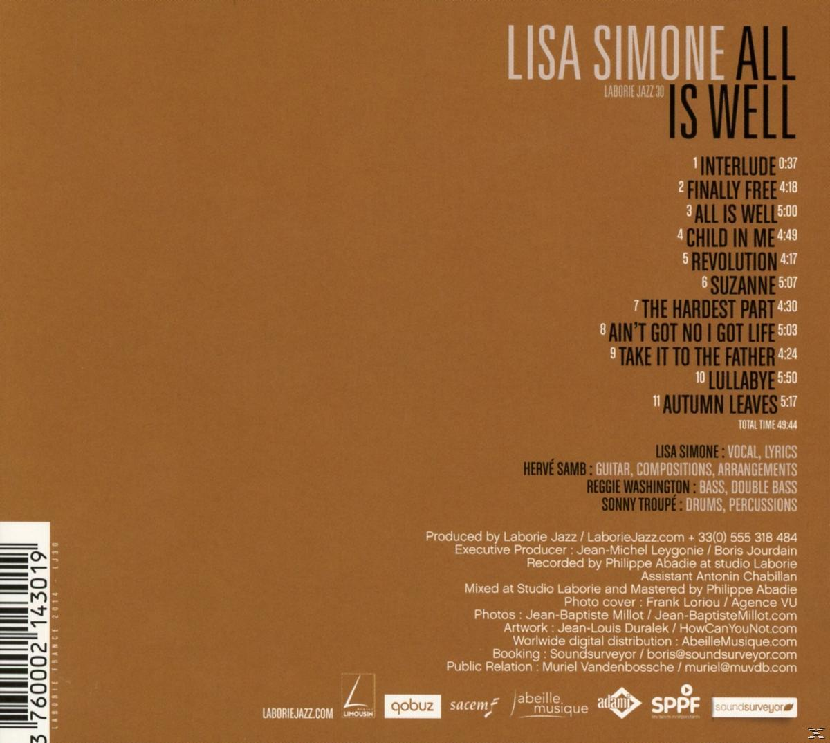 Lisa Simone - All Is Well  - (CD)