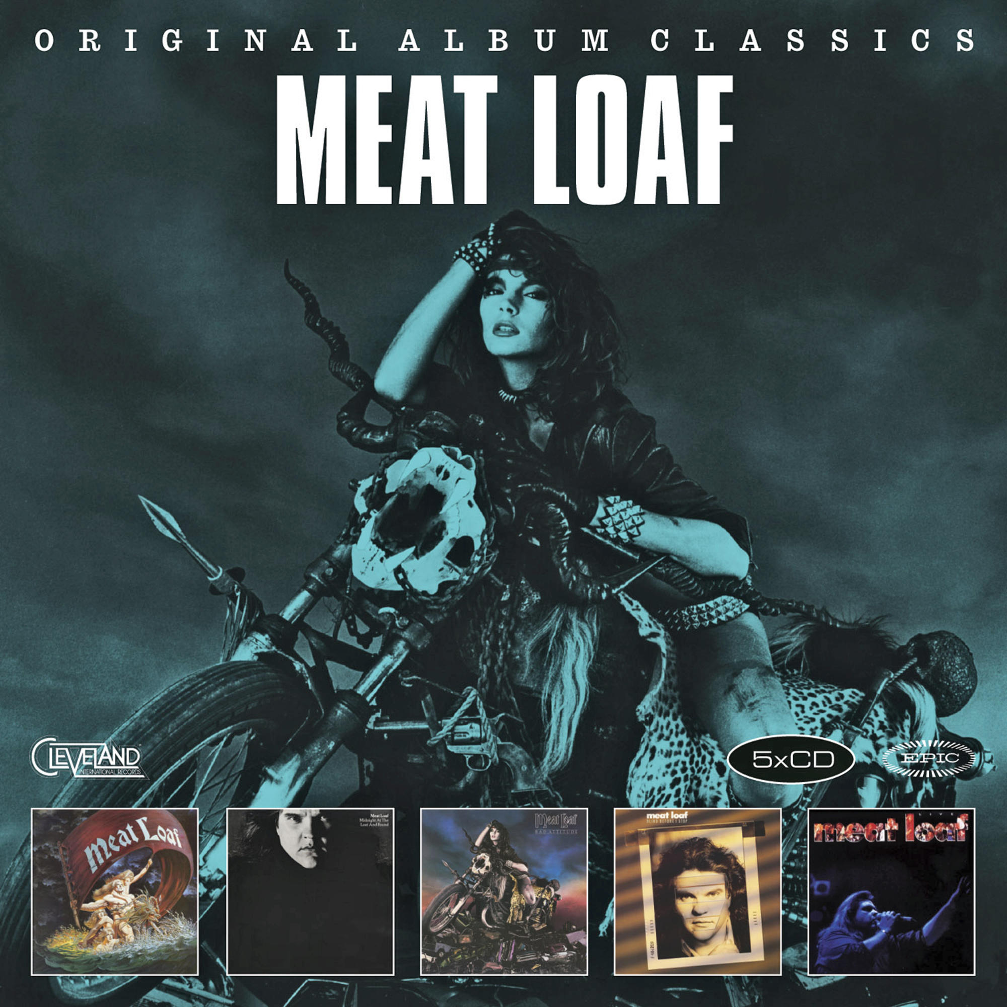 Albumcover für Meat Loafs Original Album Classics, mit mehreren Albumcovern.