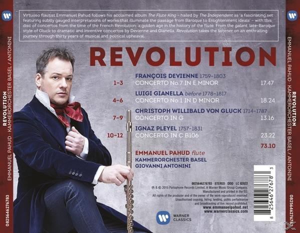 'Revolution' album borító, Emmanuel Pahud-dal, flótával, és tracklistával.