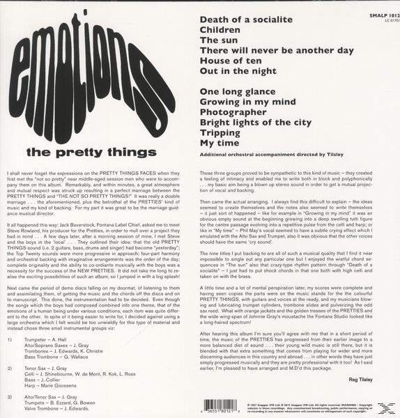 Albumcover: The Pretty Things, weißer Text auf Schwarz, Trackliste und Bandmitglieder.