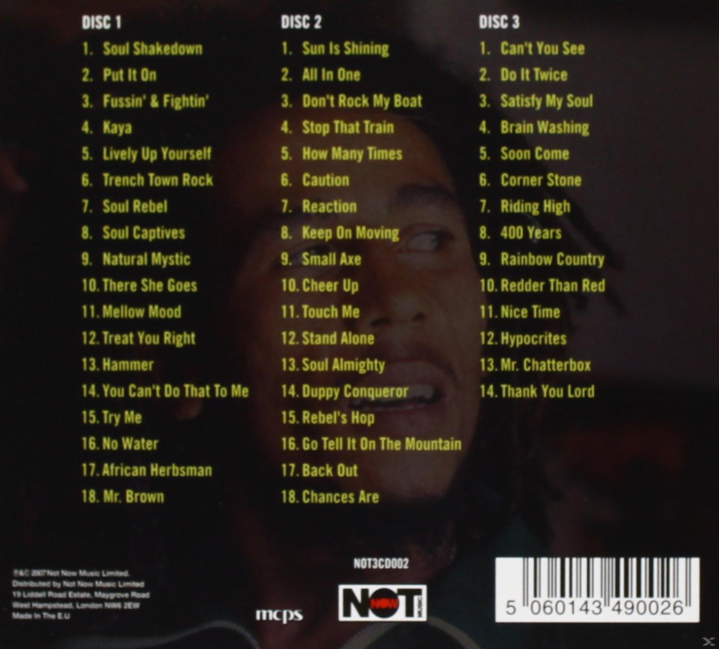 CD borító a 3 lemez dalainak listájával. Bob Marley portréját tartalmazza.