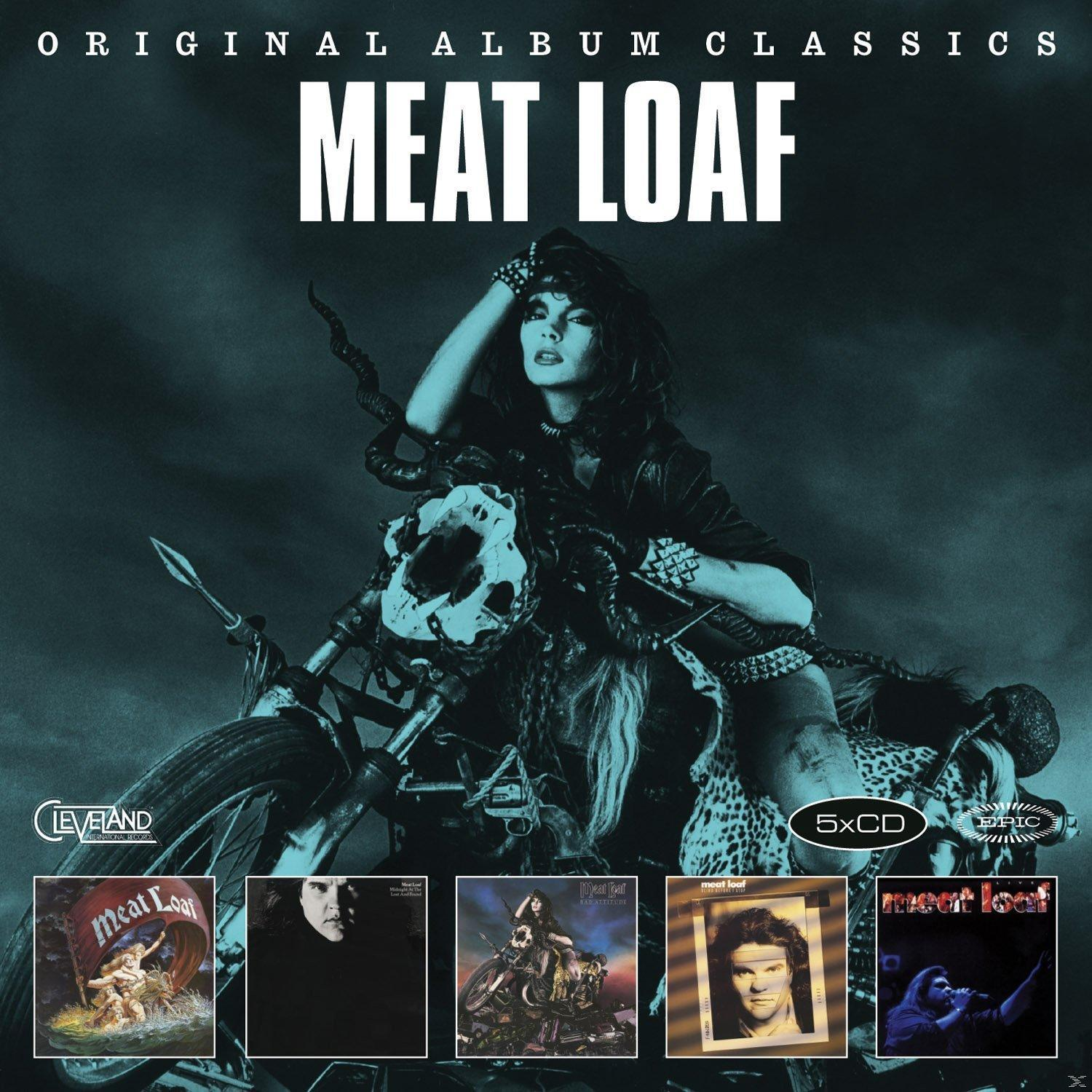 Albumcover. Eine Frau auf einem Motorrad mit Hörnern. Der Bandname ist Meat Loaf.