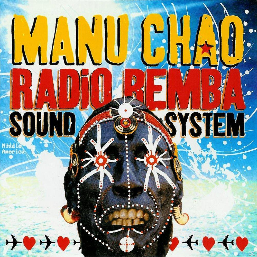 Albumcover: ein bemaltes Gesicht mit dem Text: Manu Chao Radio Bemba Sound System.