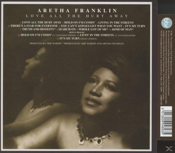 Aretha Franklin válogatásalbumának borítója a fotójával és számlistával.